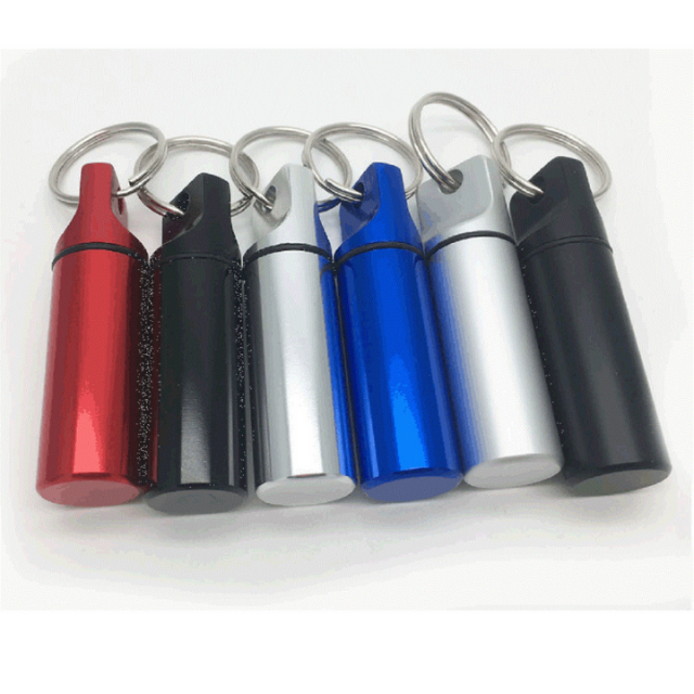 Pill Box Compact Keyring Waterproof Aluminum Medicine Case Container Keychain (ESG18366)