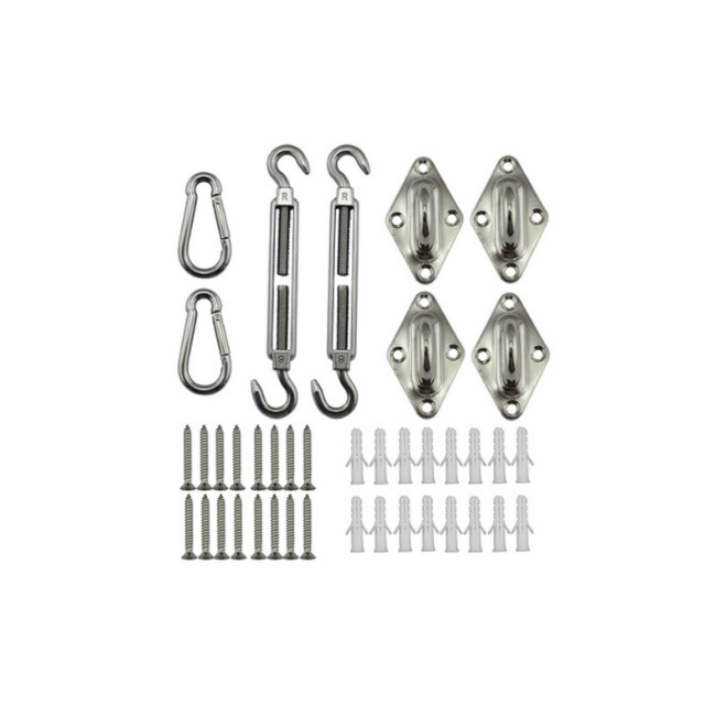 Sun Shade Sails Hardware Kit Turnbuckles, Pad Eye, Carabineers, Screws, Expansion Anchor Bolts 5mm Thick (ESG14549)