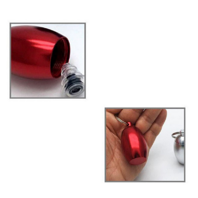 Pill Case Box Aluminum Container Metal Pocket with Keychain (ESG18368)