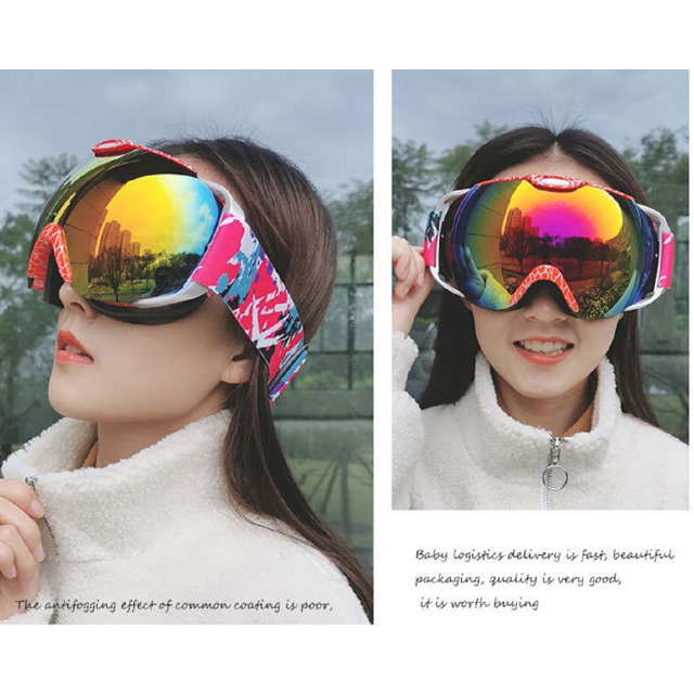 Ski Goggles Spherical Anti-fog Adult Snowboard Double Lens Ski Sunglasses (ESG18828)