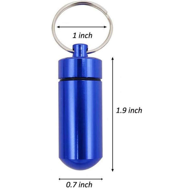Waterproof Aluminum Pill Box Case Bottle Cache Holder Keychain Container (ESG18364)