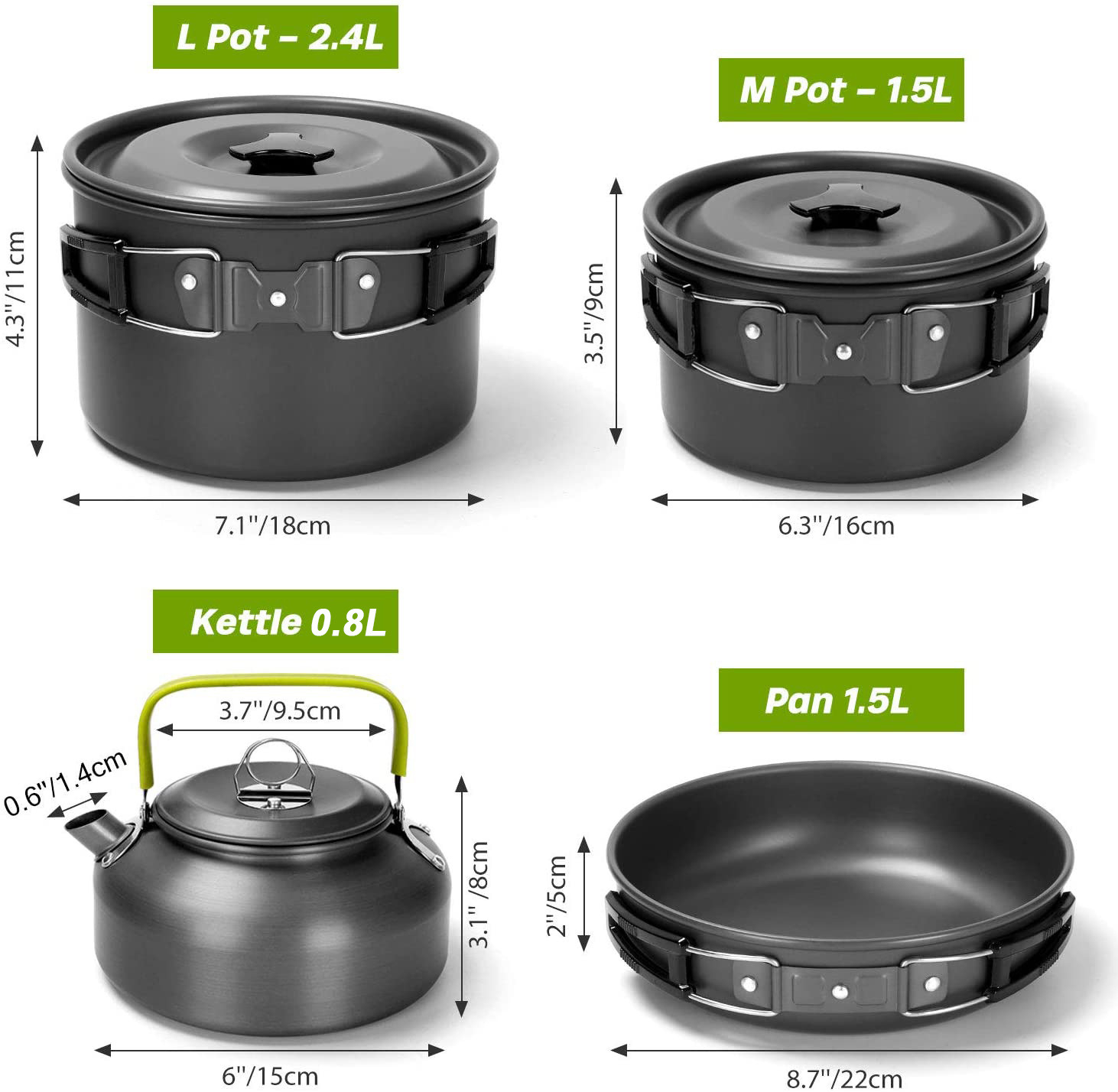 22 Pieces Camping Nonstick Lightweight Cookware Set (ESG17894)