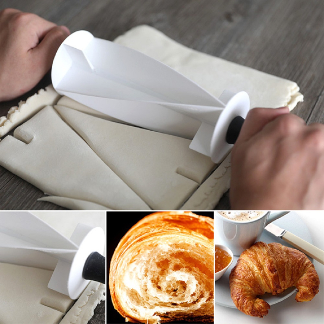 Multifunctional Plastic Croissant Bread Rolling Pin Cutter Baking Tool (ESG17345)