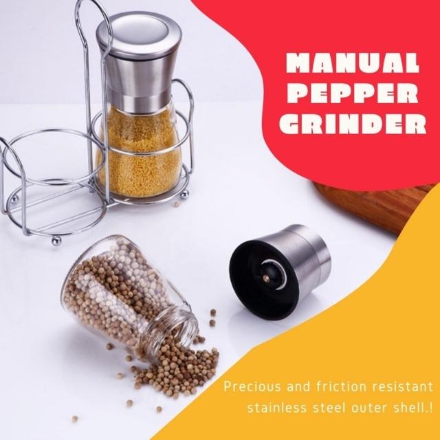 Ceramic Pepper Grinder with Stand Set Refillable Manual Seasoning Mill (ESG14477)
