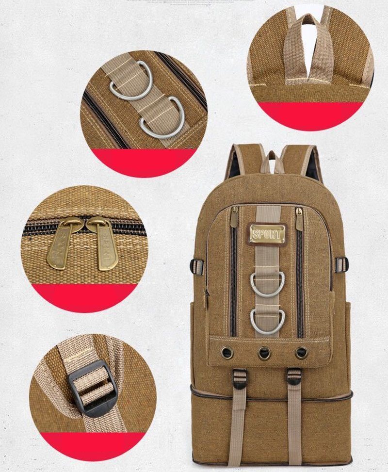 Multi-Functional Canvas Camping Backpack Outdoor Bag (ESG19080)